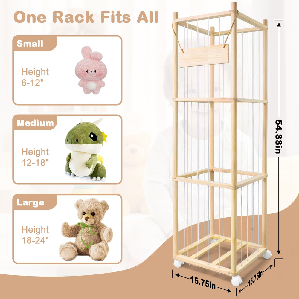BENCHRY wooden zoo toy holder side angle highlights durable pine construction
