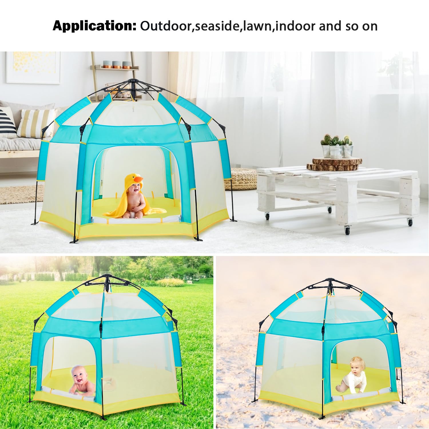 Bend River Baby Playpen mosquito net shields against pests during outings.