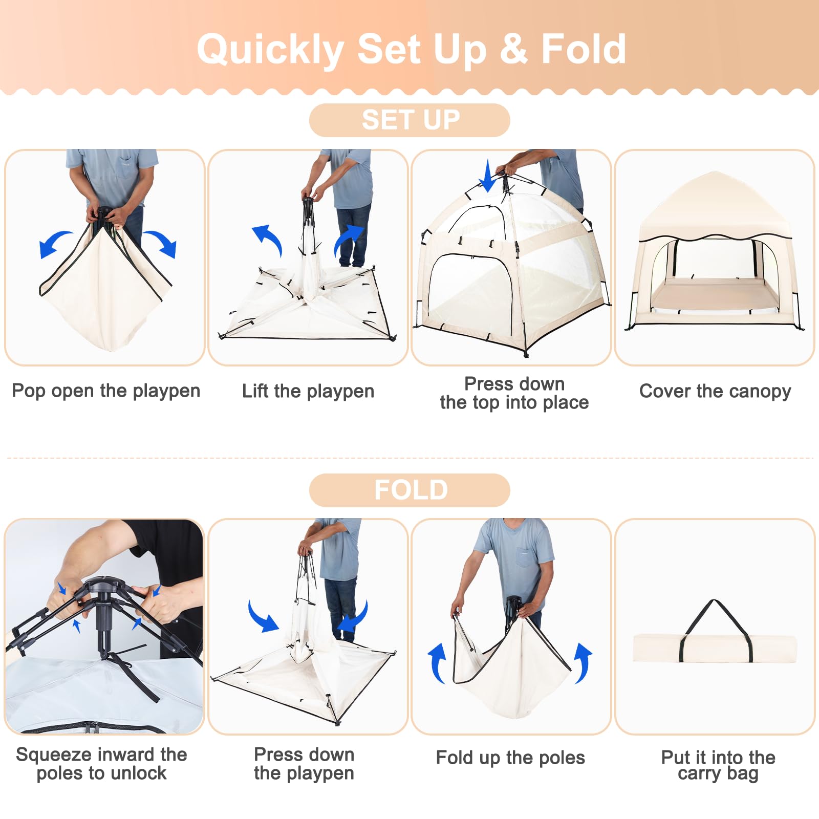 Bend River beige beach-tent-mosquito-net setup protects baby outdoors