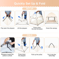 Bend River beige beach-tent-mosquito-net setup protects baby outdoors