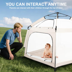 Bend River beige inside-space playpen spacious area for crawl and play