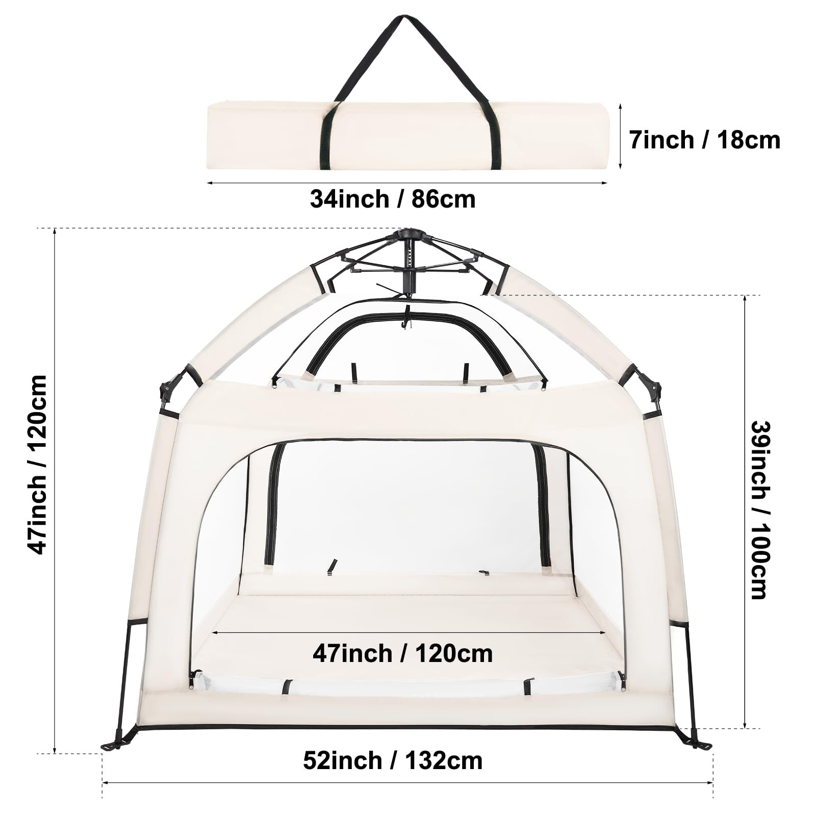 Bend River portable playpen beige setup-easy in seconds