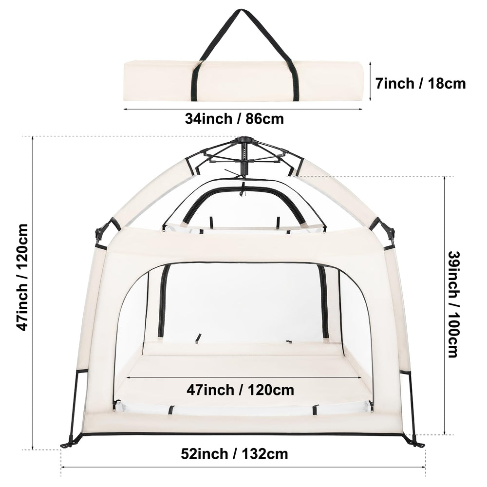 Bend River portable playpen beige setup-easy in seconds