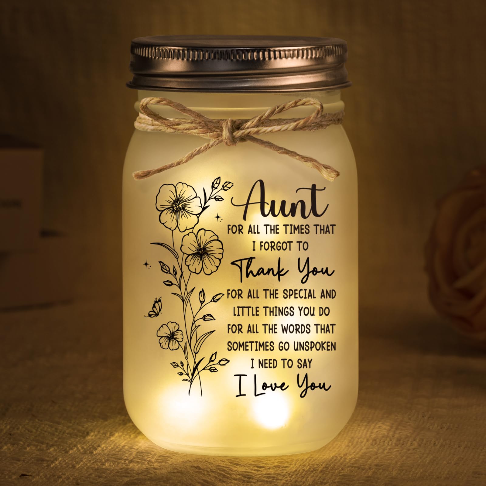 BeneCharm mason jar night light base glows softly for a cozy mood
