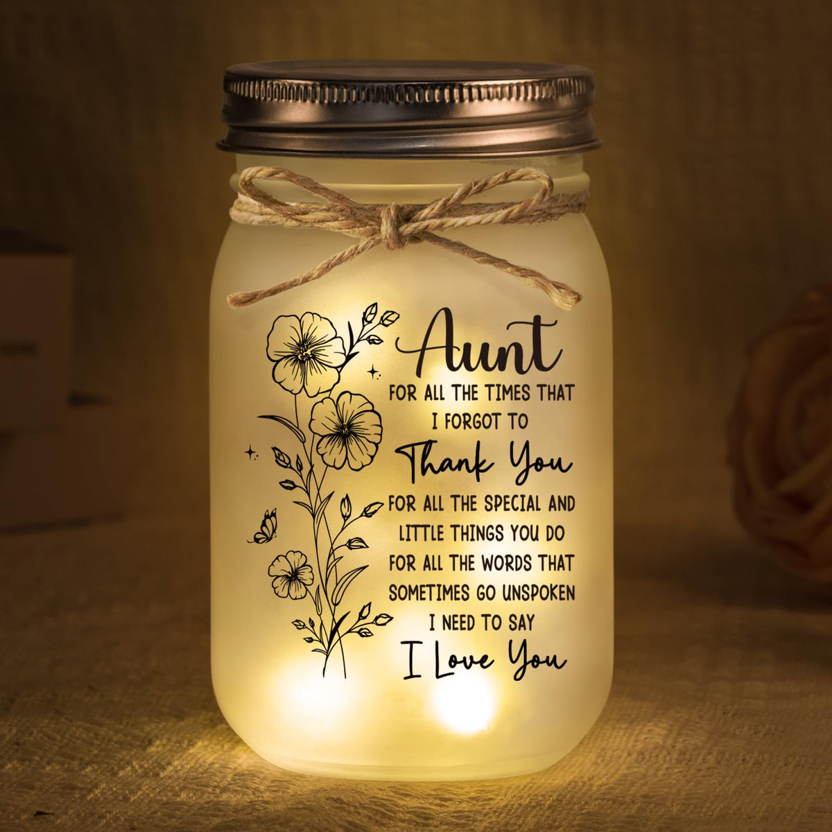 BeneCharm mason jar night light base glows softly for a cozy mood