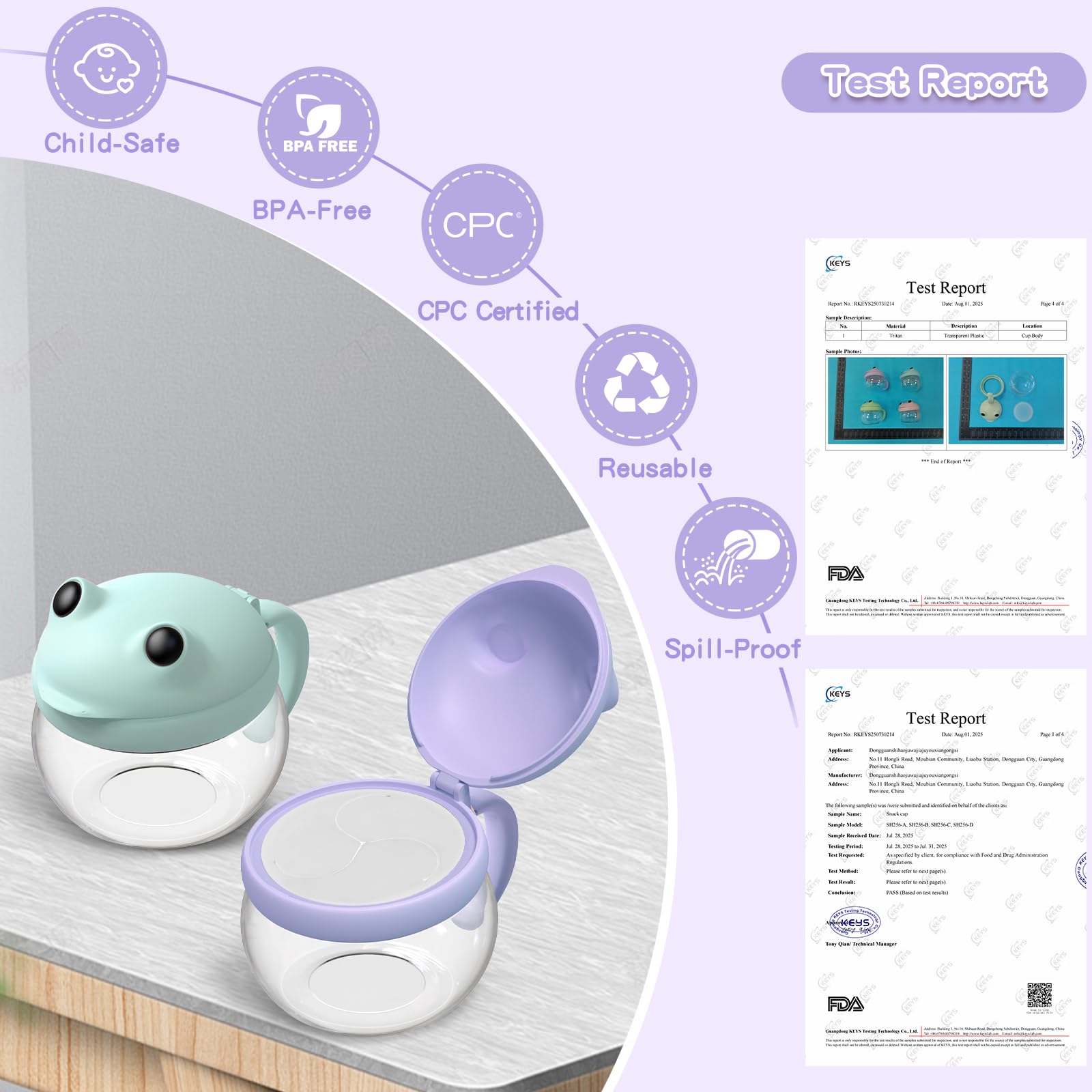 BeneLabel wide-mouth cup design enables easy refilling and self-feeding.