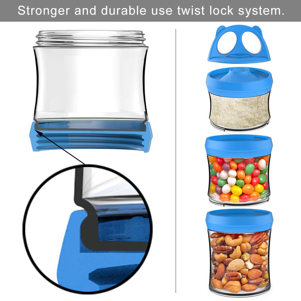 BeneLabel snack jars with spouted cap blue enable convenient pouring
