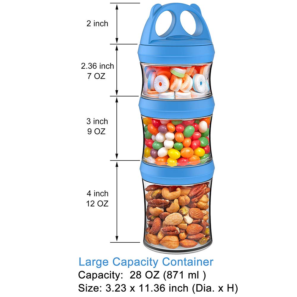 BeneLabel snack jars twist-lock blue lids close neatly to prevent leaks during travel