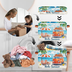 BENGRONGAE storage bin with leather handles easy slide-in/out on shelves and closets
