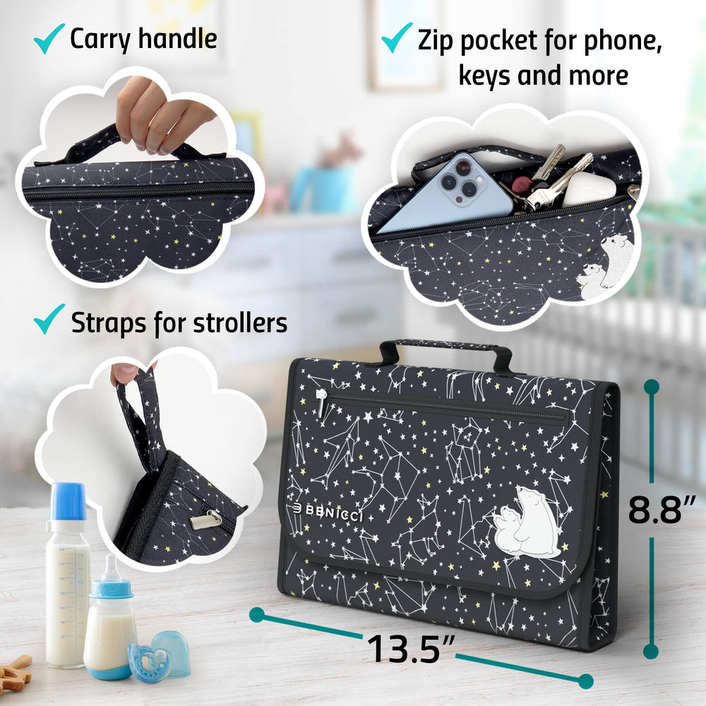 Benicci changing pad folds with one hand for easy setup