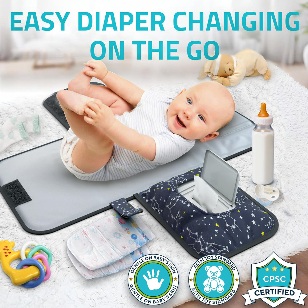 Benicci portable diaper changing pad with stroller strap keeps it secure during travel