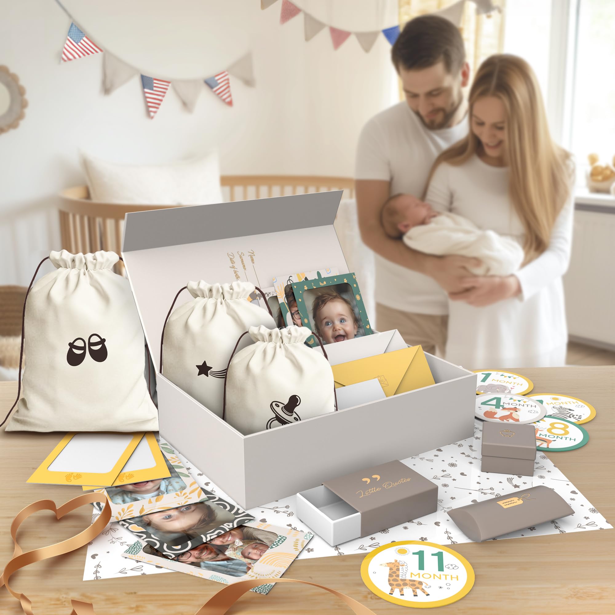 Benicci Ultimate Baby Keepsake Box photo frames displaying cherished moments
