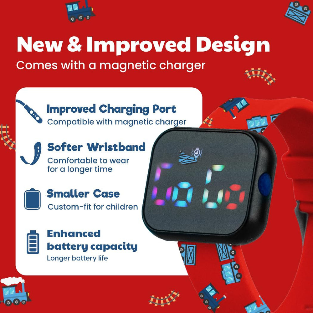 Benny Bradley's Potty Watch V2 USB charging for weekly battery life.