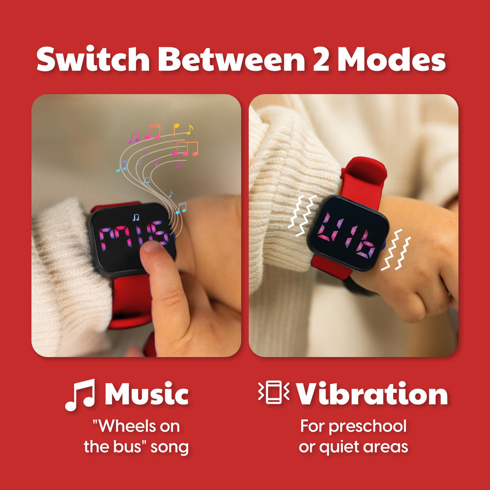Benny Bradley's Potty Watch V4 crimson-water-resistance supports handwashing and splash-friendly use