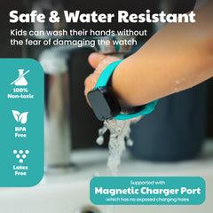 Benny Bradley's Potty Watch water-resistant design shown during hand washing activity.