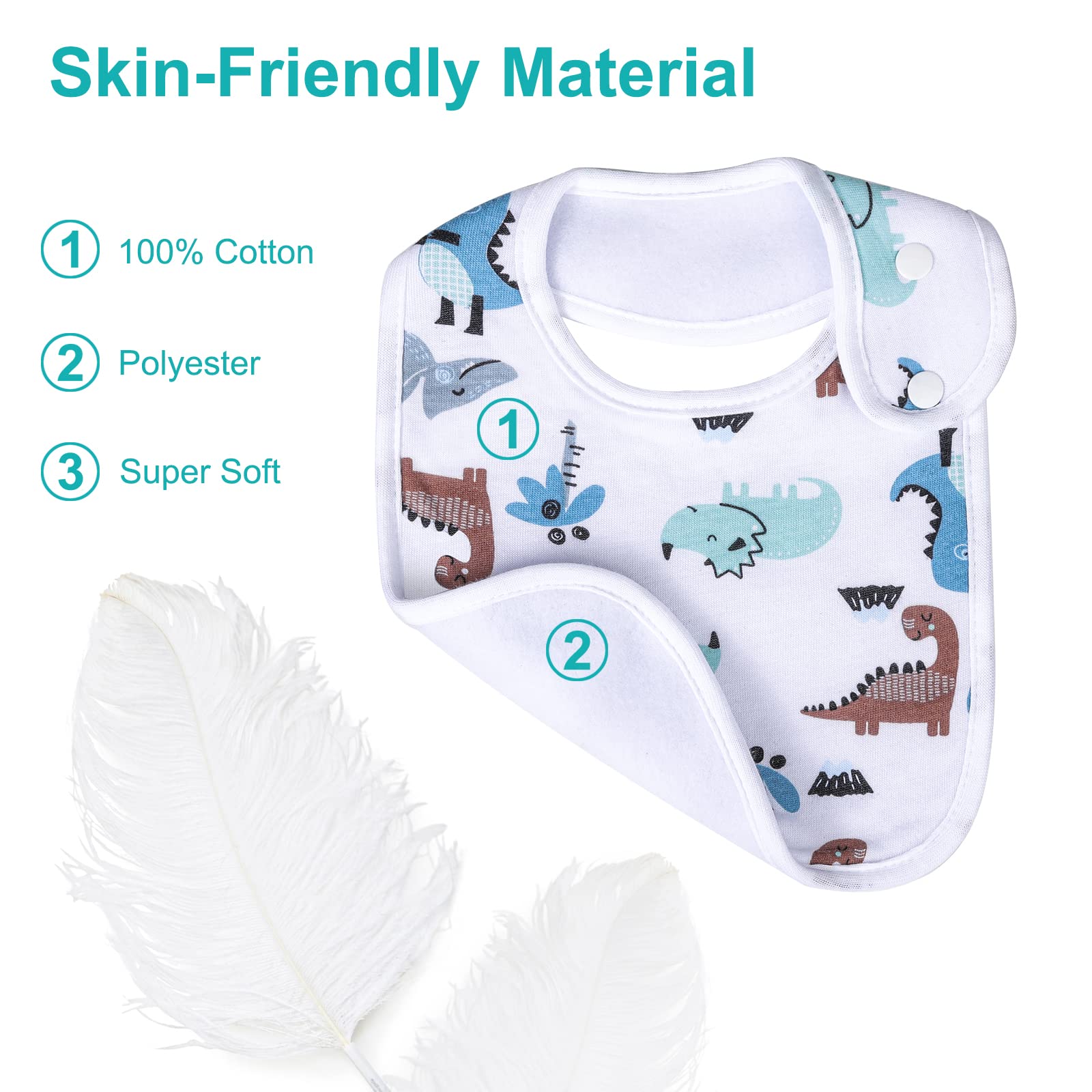 Benoxine baby bib durable fabric endures washing cycles while staying soft.