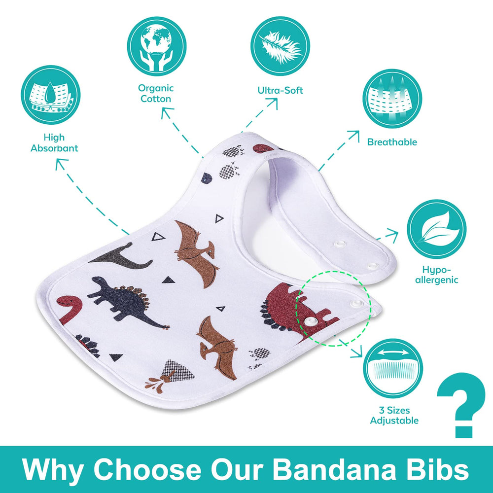 Benoxine baby bib back view shows warm fleece layer for extra absorbency and coziness.