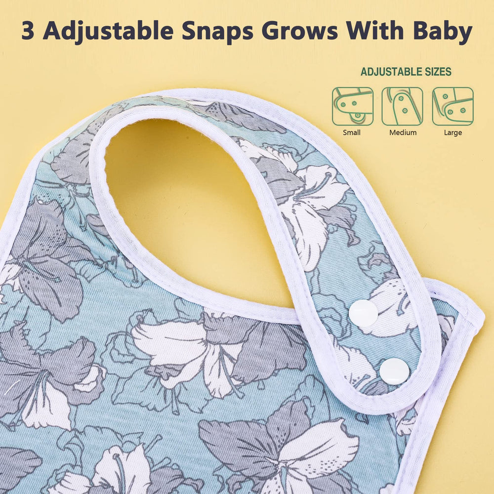 Benoxine baby bibs adjustable side snaps for secure fit