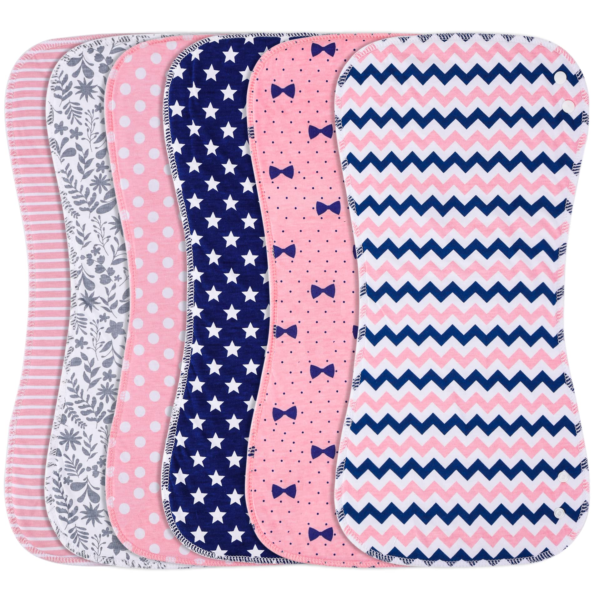 Benoxine burp cloths 6-pack laid flat for quick selection and clean-up readiness.