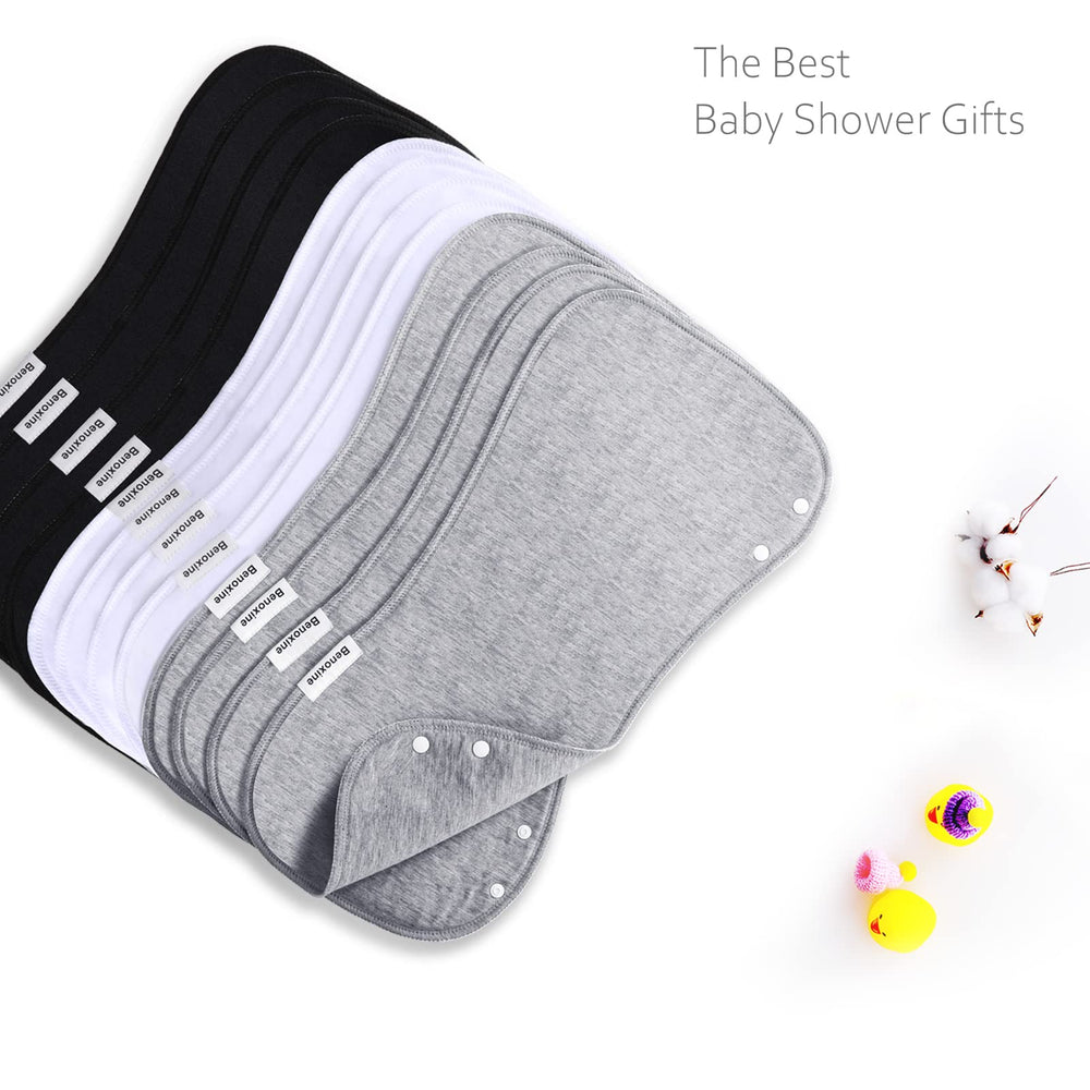 Benoxine burp cloth extra-large size covers shoulder well.