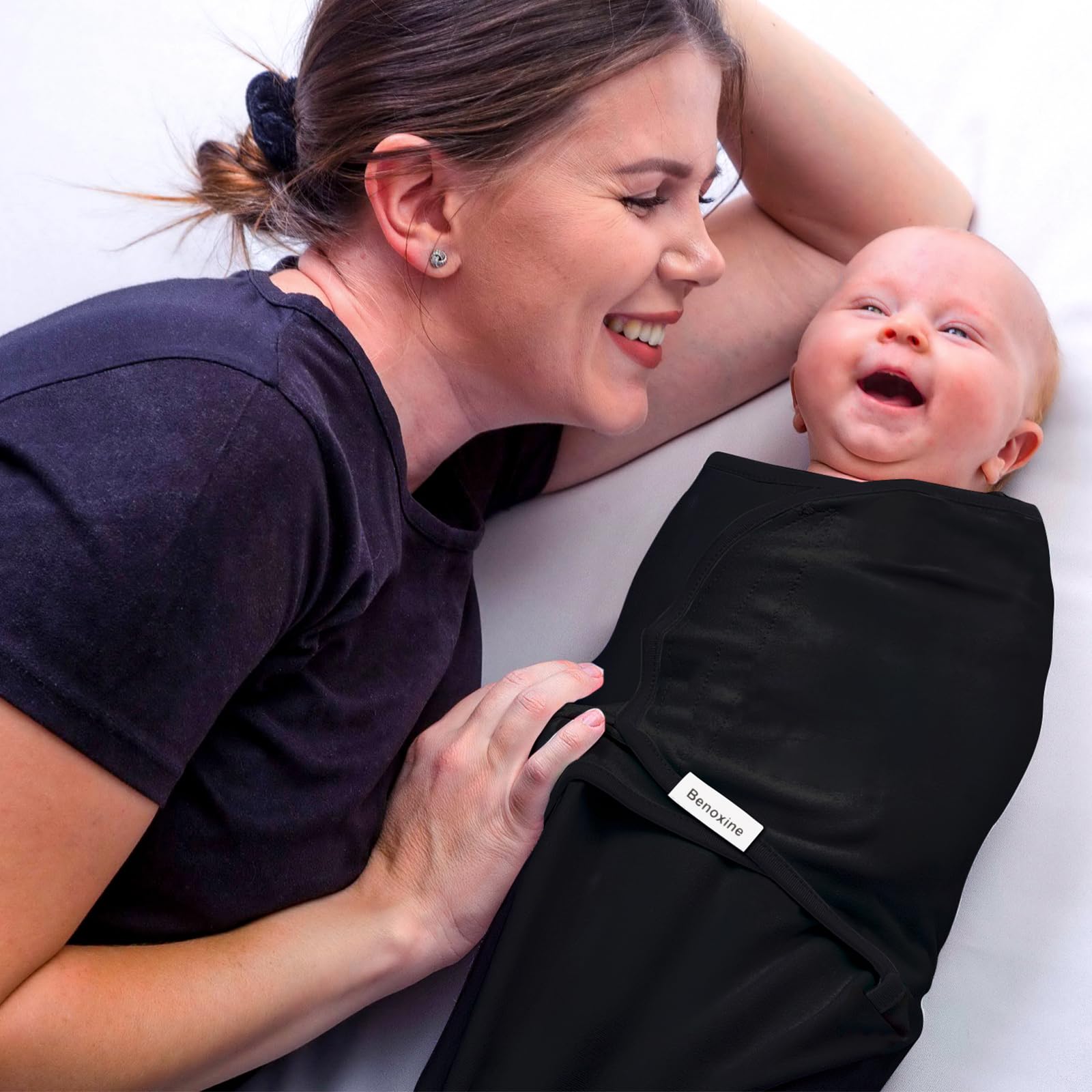 Benoxine organic cotton close-up shows breathable, hypoallergenic comfort for newborn skin