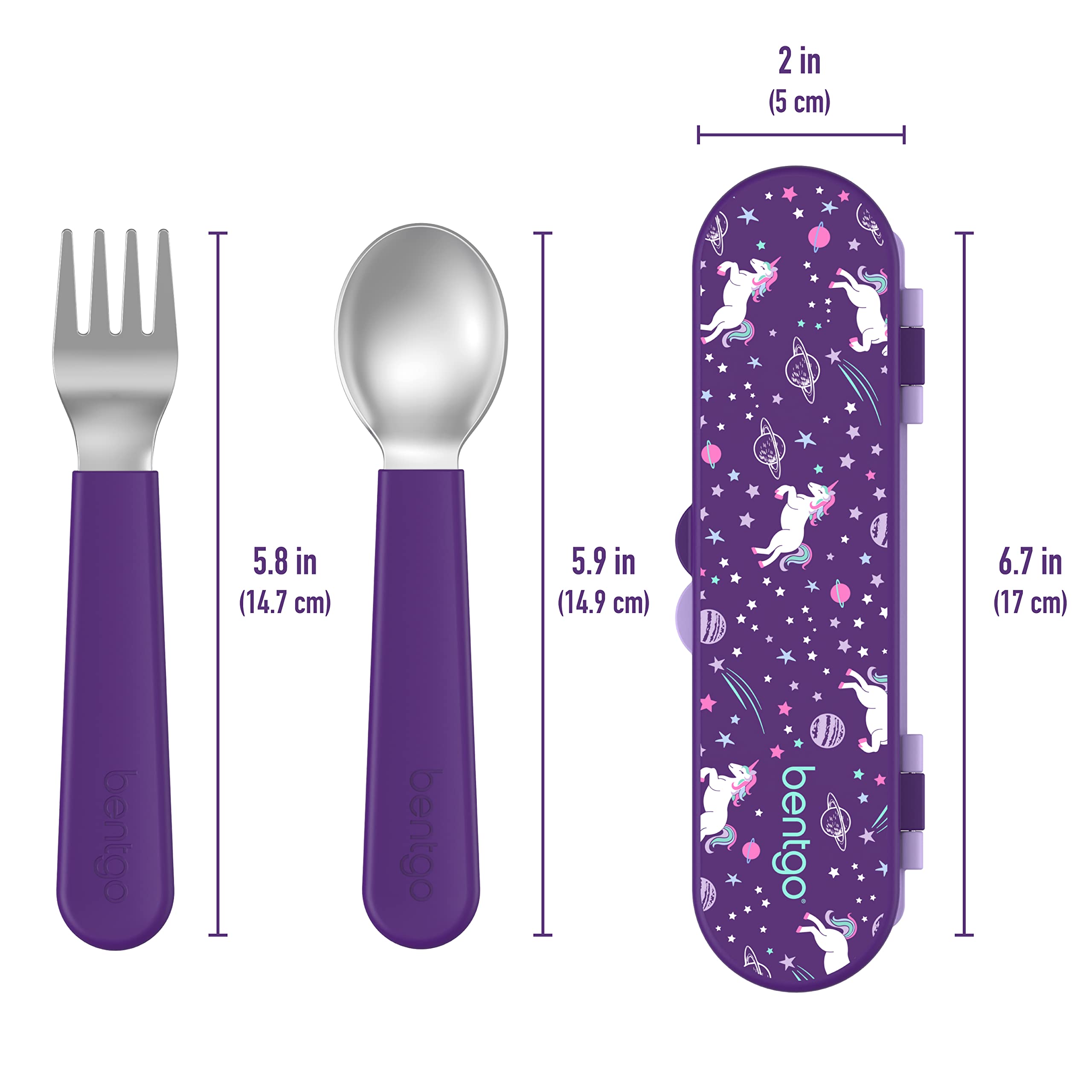 Bentgo Kids unicorn utensils display dishwasher-safe feature for easy cleaning
