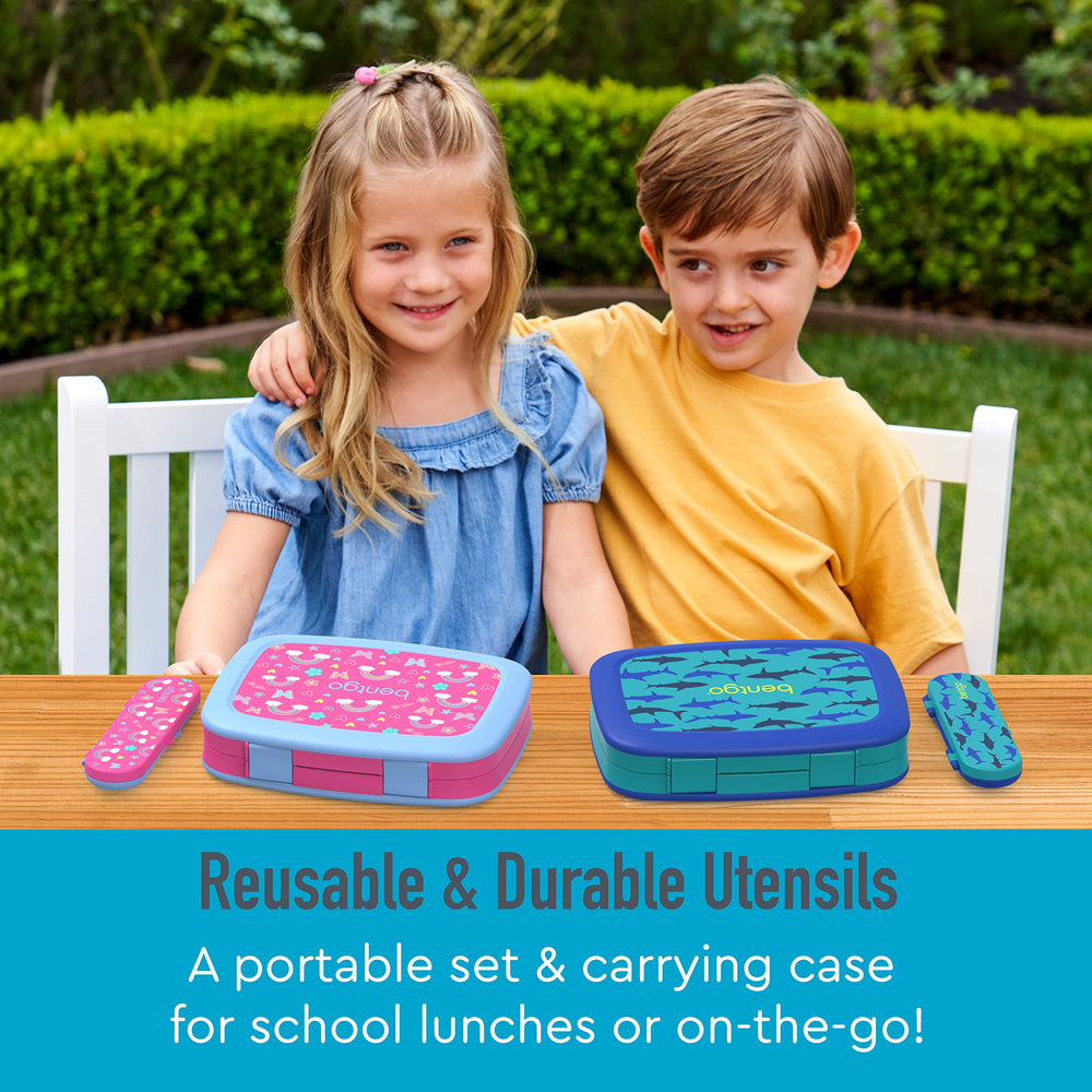 Bentgo Kids Utensil Set case open shows compact storage for school lunches.
