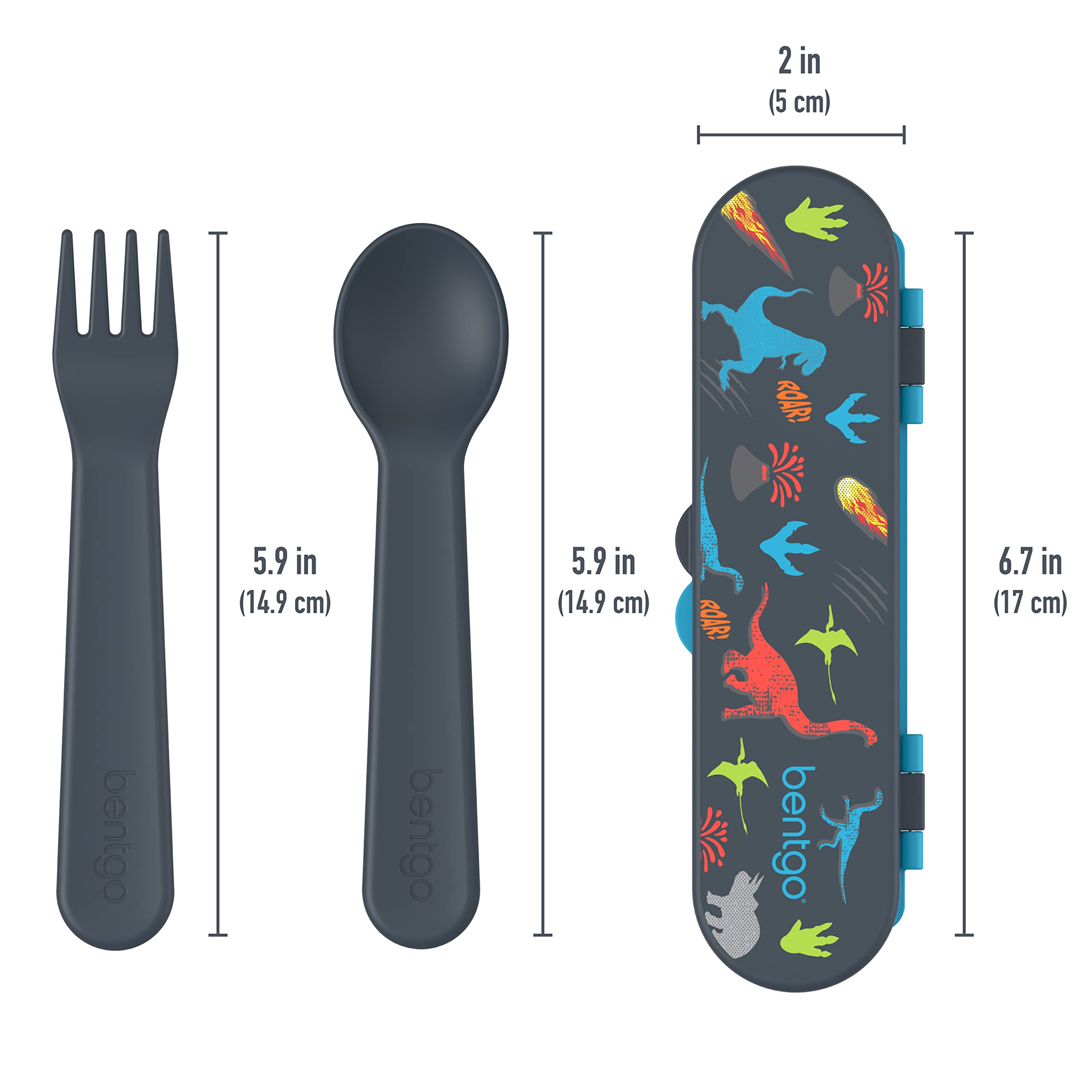 Bentgo Kids Utensil Set in colorful prints for mix-and-match lunch gear.