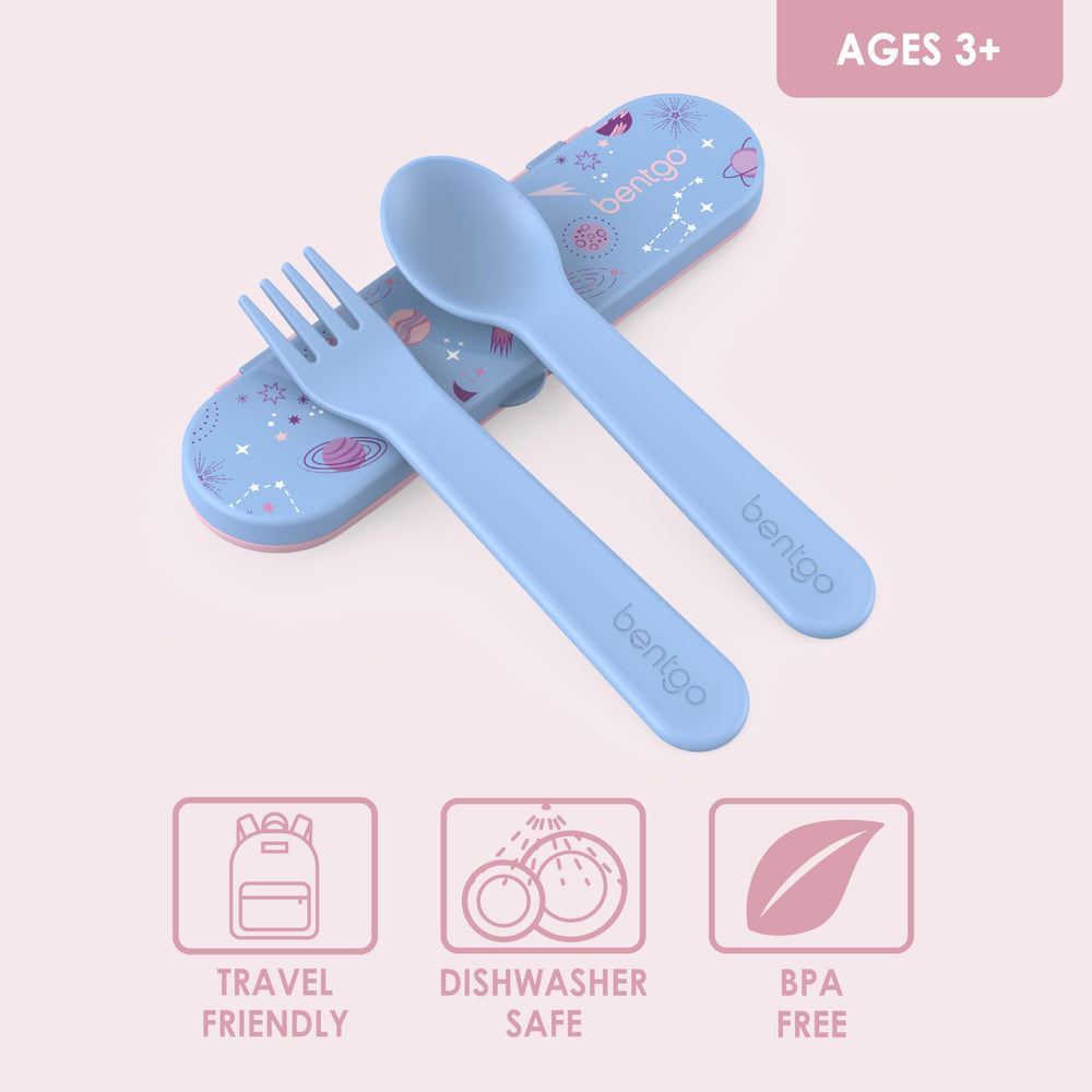 Bentgo Kids utensil set paired in slim storage case for tidy packing