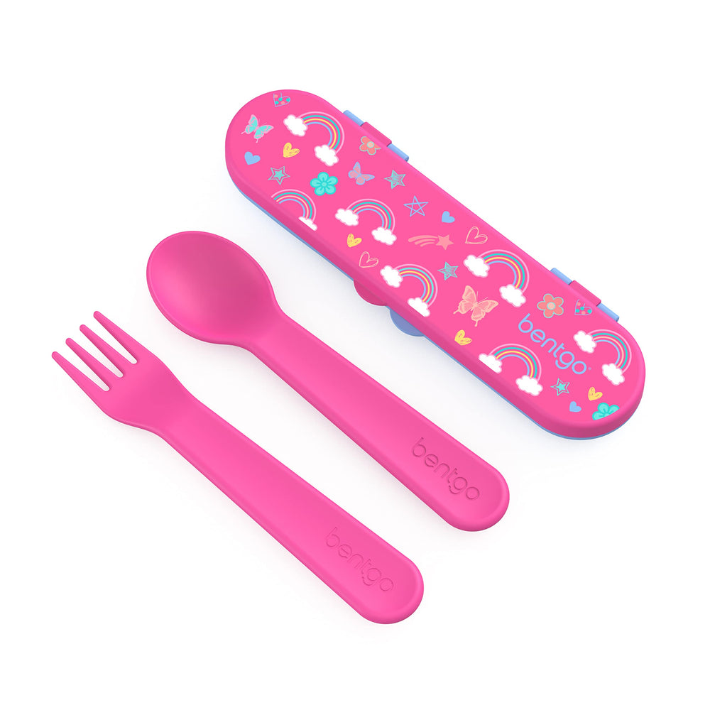 Bentgo Kids rainbow-pattern case, portable lunch companion for school days and travel.