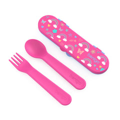Bentgo Kids rainbow-pattern case, portable lunch companion for school days and travel.