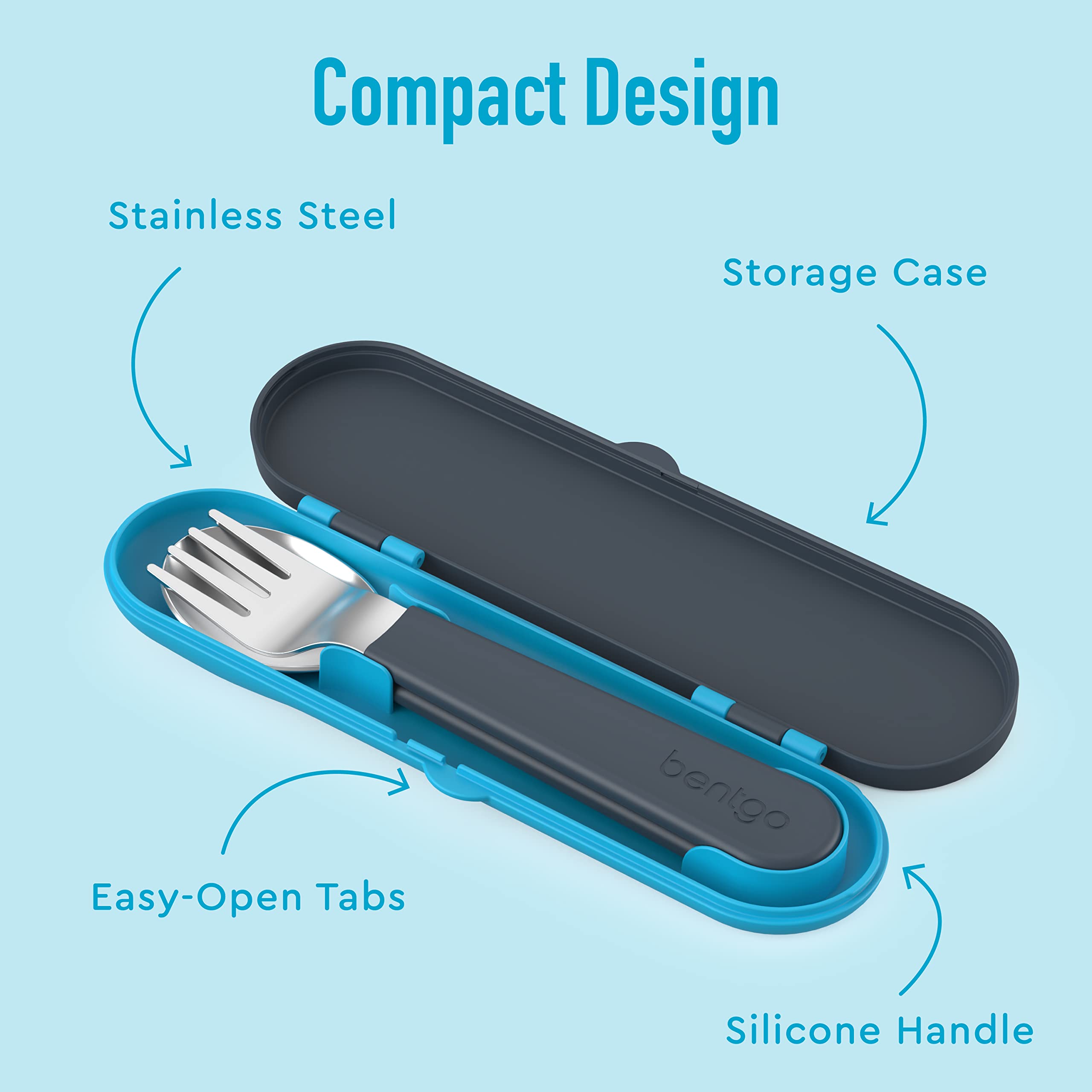 Bentgo Kids case open reveals slim, travel-friendly storage for on-the-go meals
