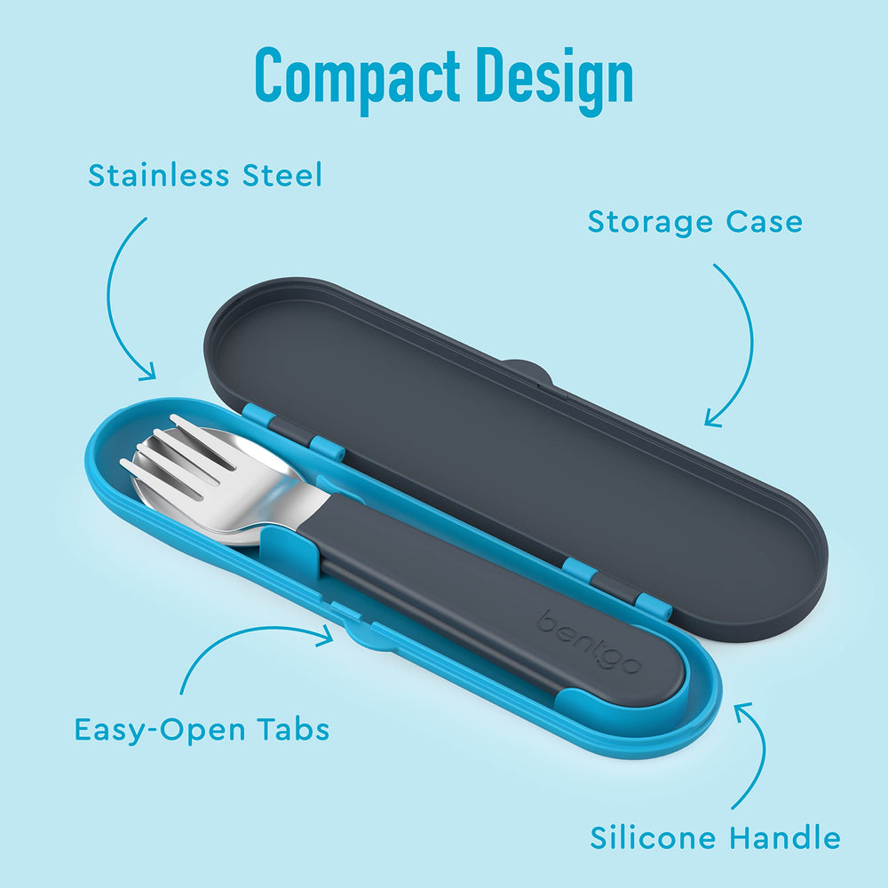 Bentgo Kids case open reveals slim, travel-friendly storage for on-the-go meals