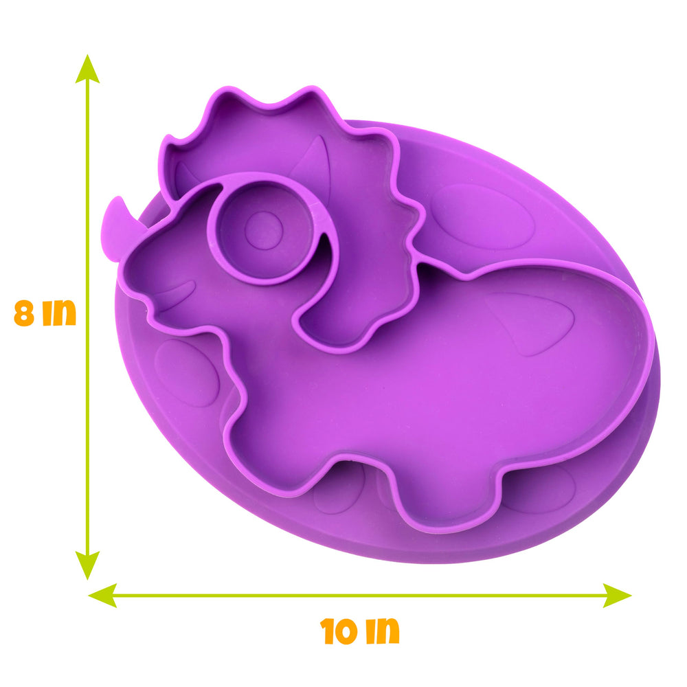 Bentology Dino Plates with divided compartments support separate foods during meals.