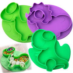 Bentology Dino Plates with T-Rex design for fun, portioned toddler meals.