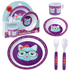 Bentology Kitty mealtime plate with raised edge for easy self-feeding and scooping