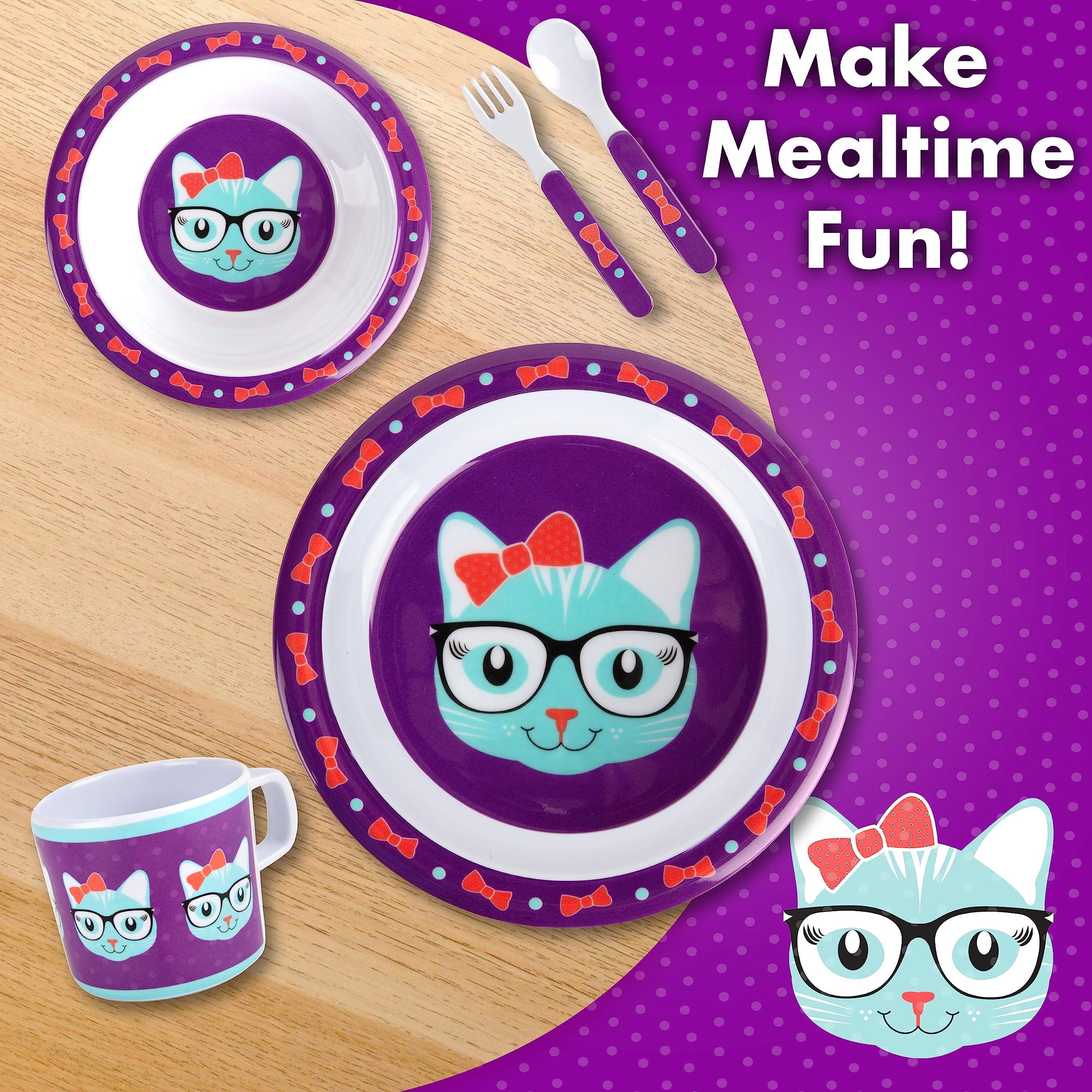 Bentology Kitty mealtime spoon with deep scoop for efficient self-feeding