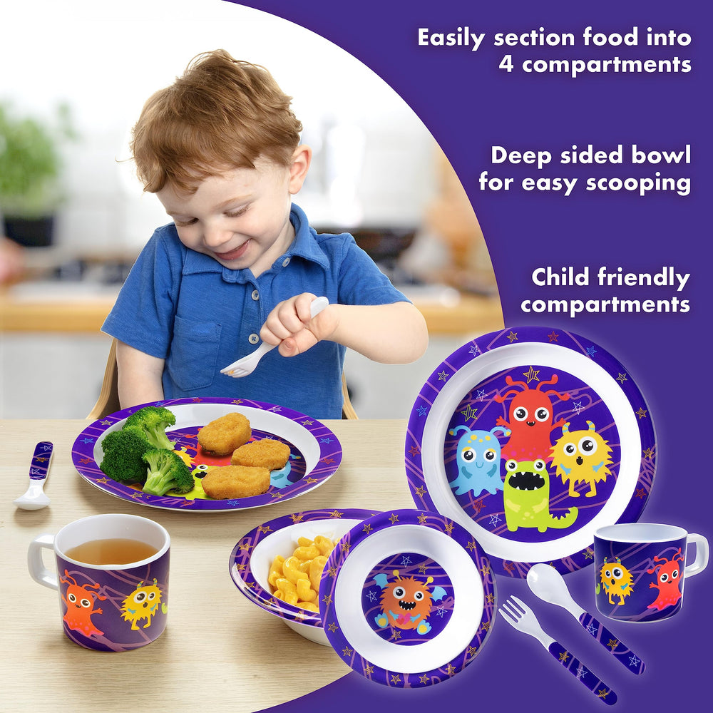 Bentology Monster Mealtime Set cup with easy-grip handles for little hands.