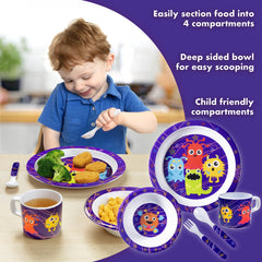 Bentology Monster Mealtime Set cup with easy-grip handles for little hands.