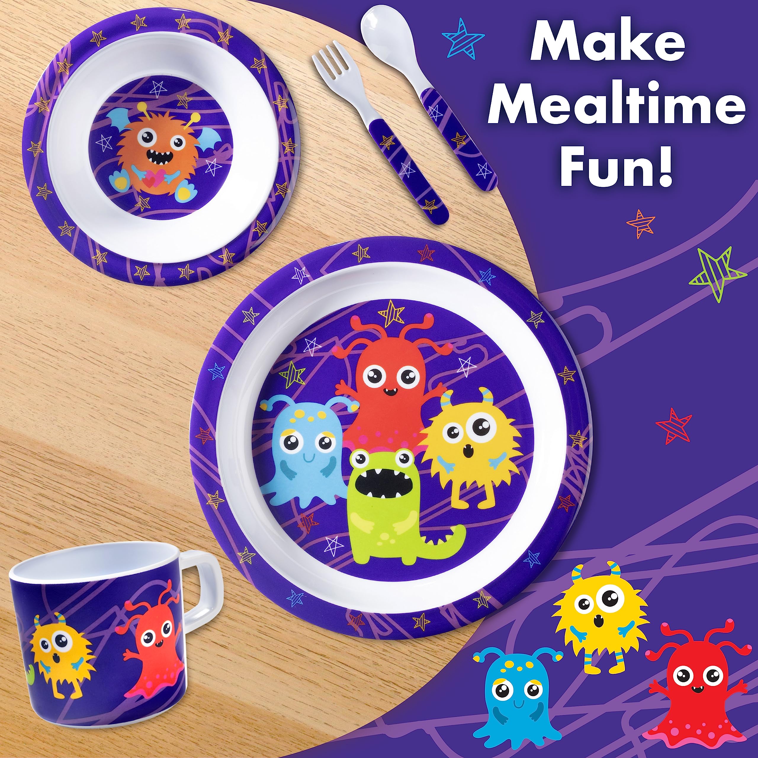 Bentology Monster Mealtime Set spoon designed for comfortable self-feeding.