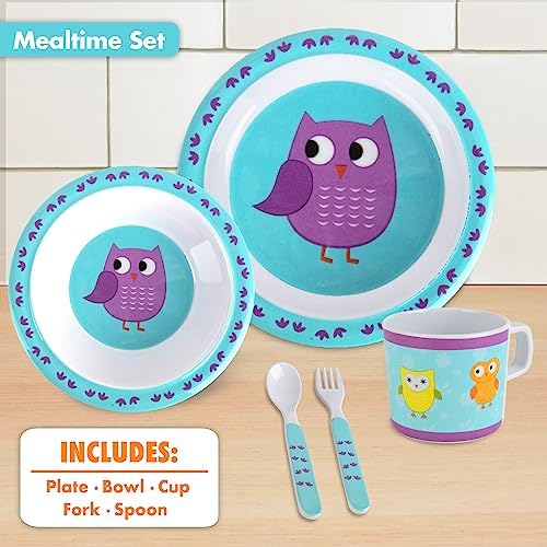 Bentology Owl Mealtime Bowl with deep sides supports self-feeding