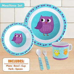 Bentology Owl Mealtime Bowl with deep sides supports self-feeding