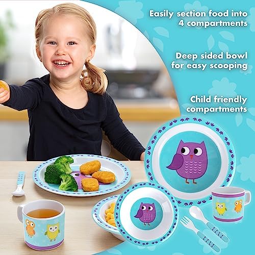 Bentology Owl Mealtime Fork and Spoon aid little eaters