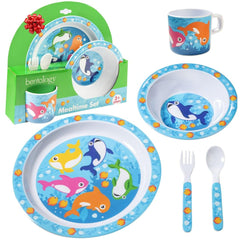 Bentology Shark Mealtime Plate with raised edge for easy self-feeding.