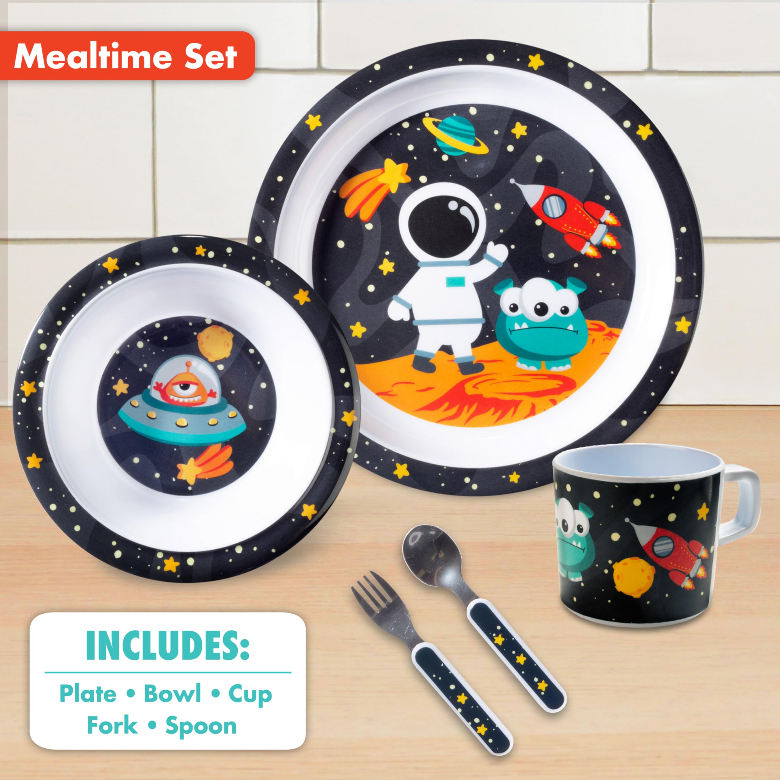 Bentology Space Mealtime Bowl with deep sides supports full scoops during meals