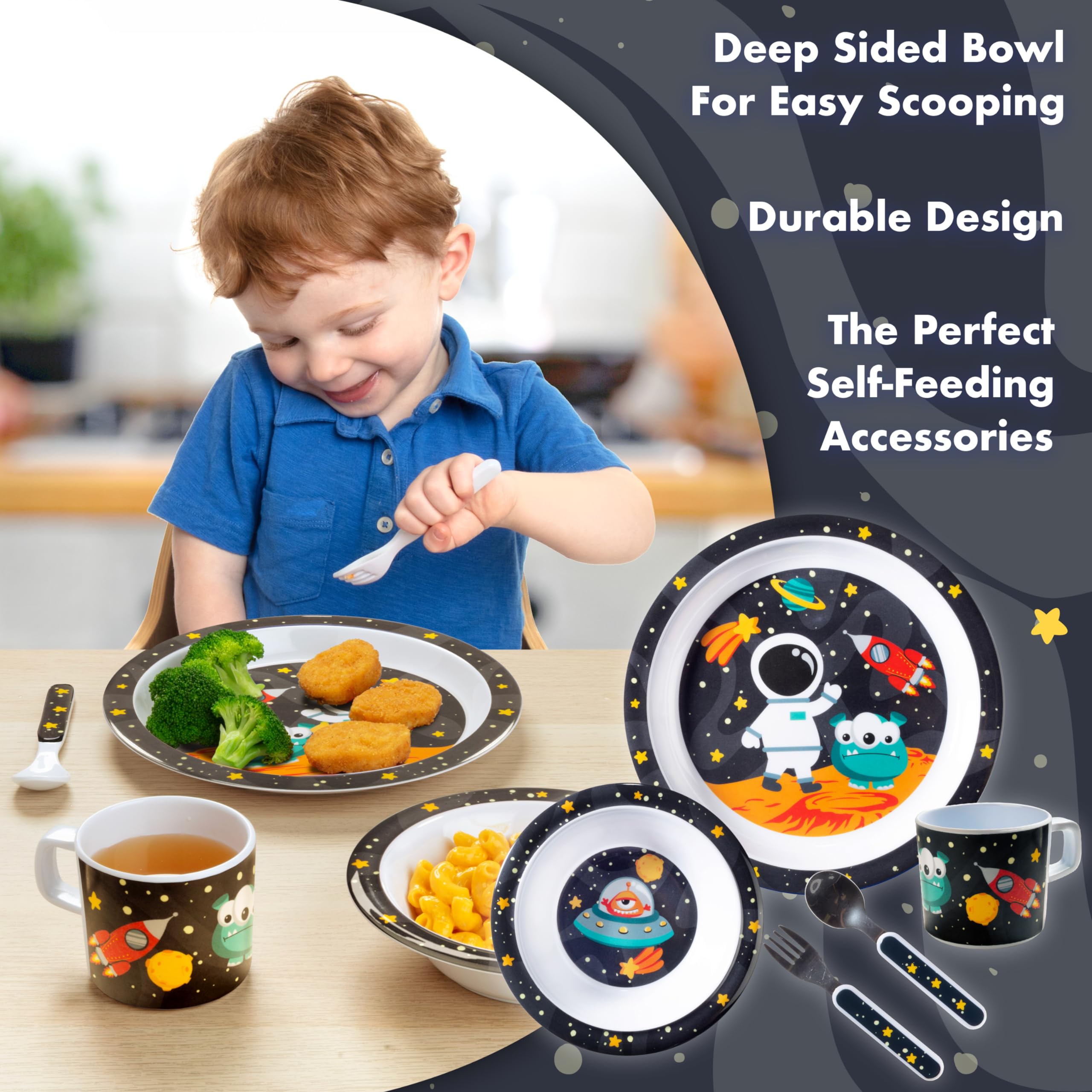 Bentology Space Mealtime Cup helps little hands grip and sip safely
