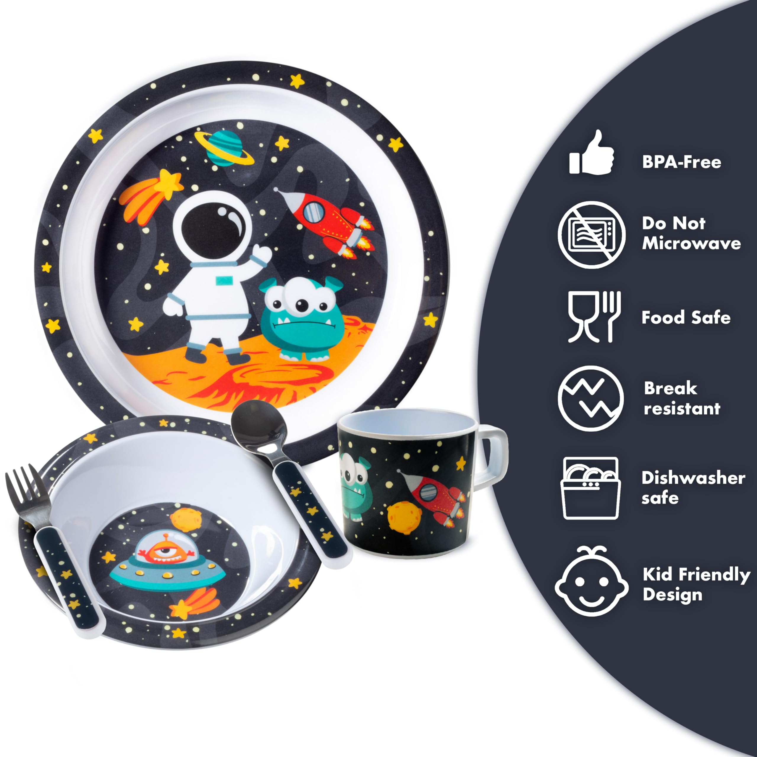 Bentology Space Mealtime Fork highlights kid-friendly metal prongs for confident self-feeding