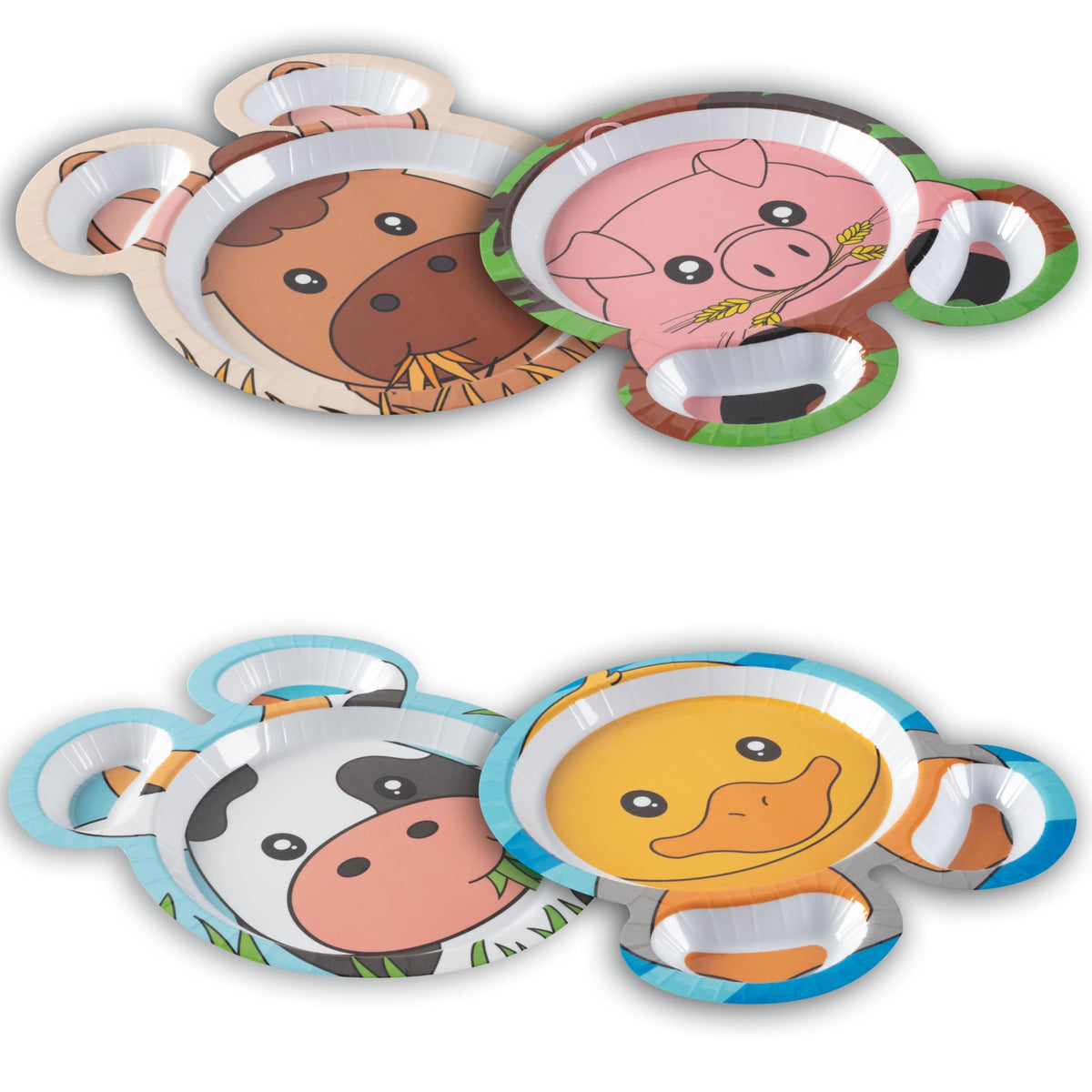 Bentology Zoo Farm plate Horse design with divided compartments for easy feeding.
