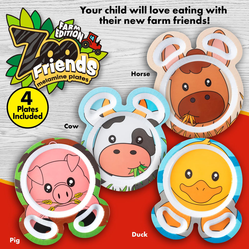 Bentology Zoo Farm plate Pig design with separate sections for foods.