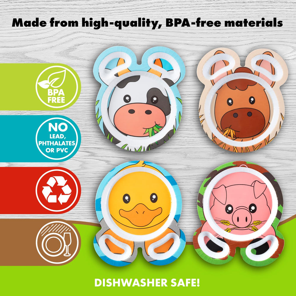 Bentology Zoo Farm plates set of four for versatile mealtimes.